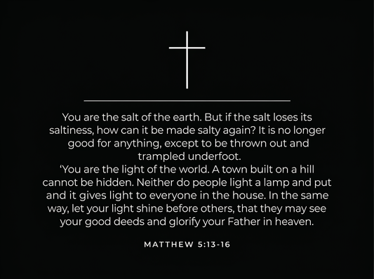 Back of Shirt Matthew 5: 13-16