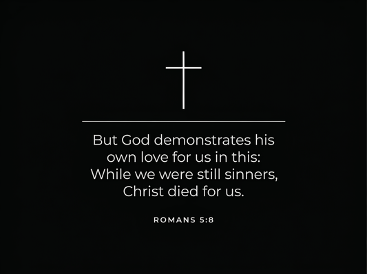 Back of Shirt Romans 5:8